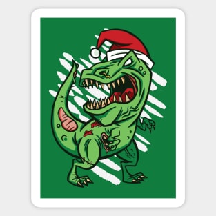 Zombie Santa T-Rex Dinosaur Cartoon Sticker